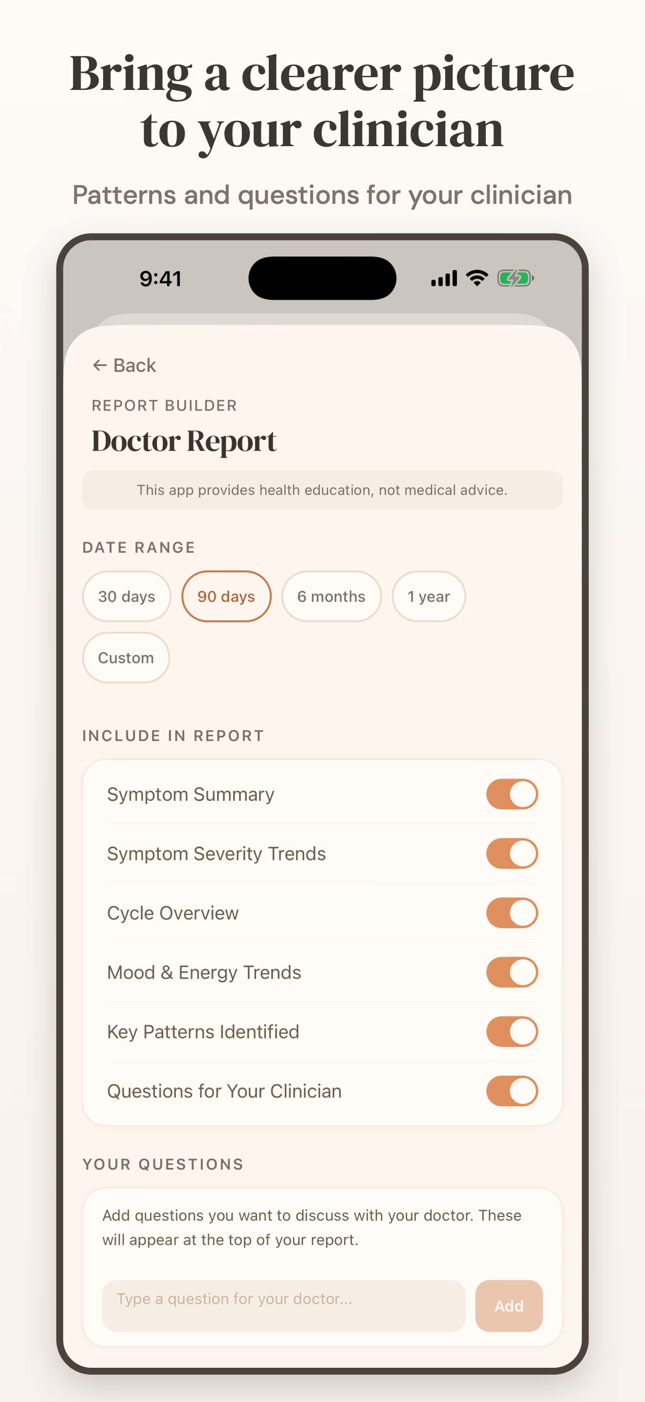 Svarene Doctor Report screen