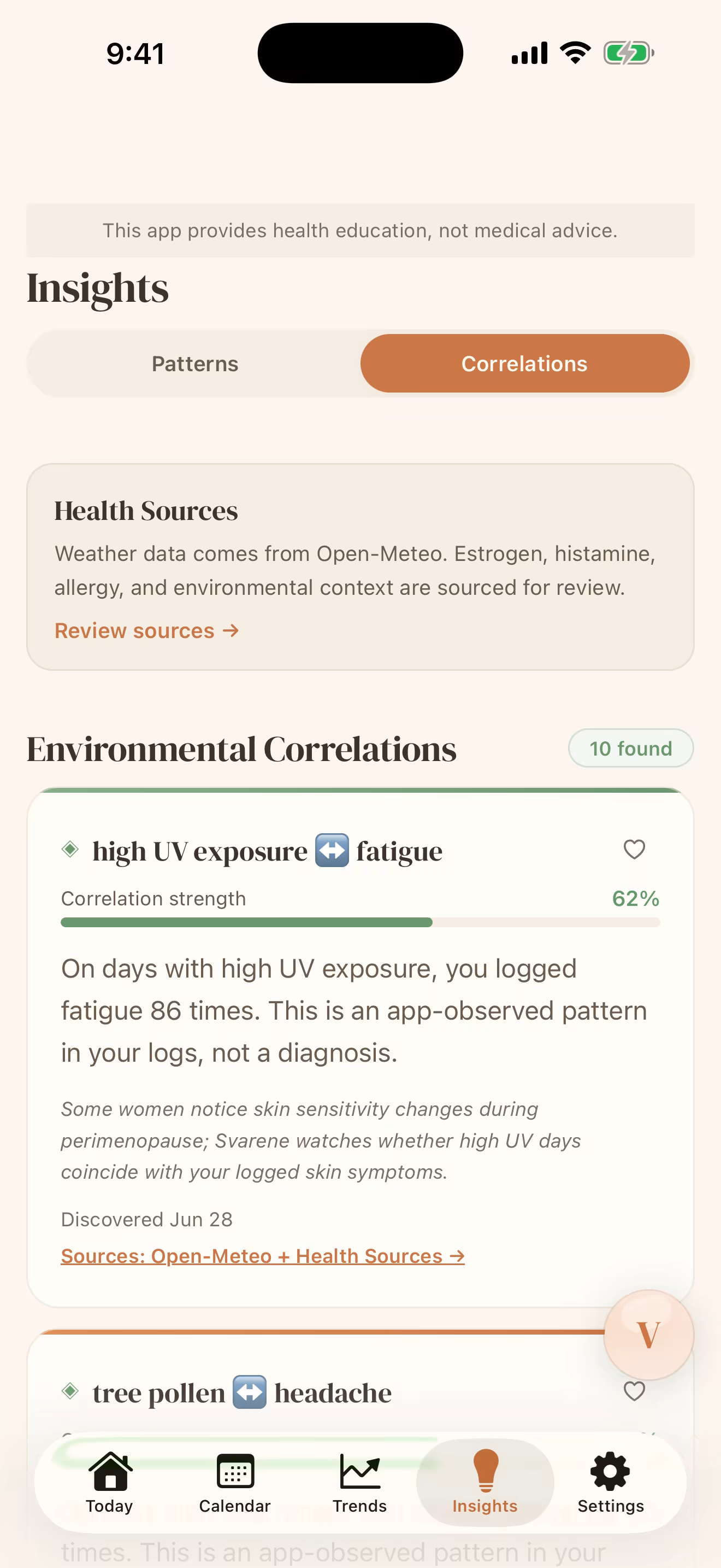 Svarene environmental correlations screen